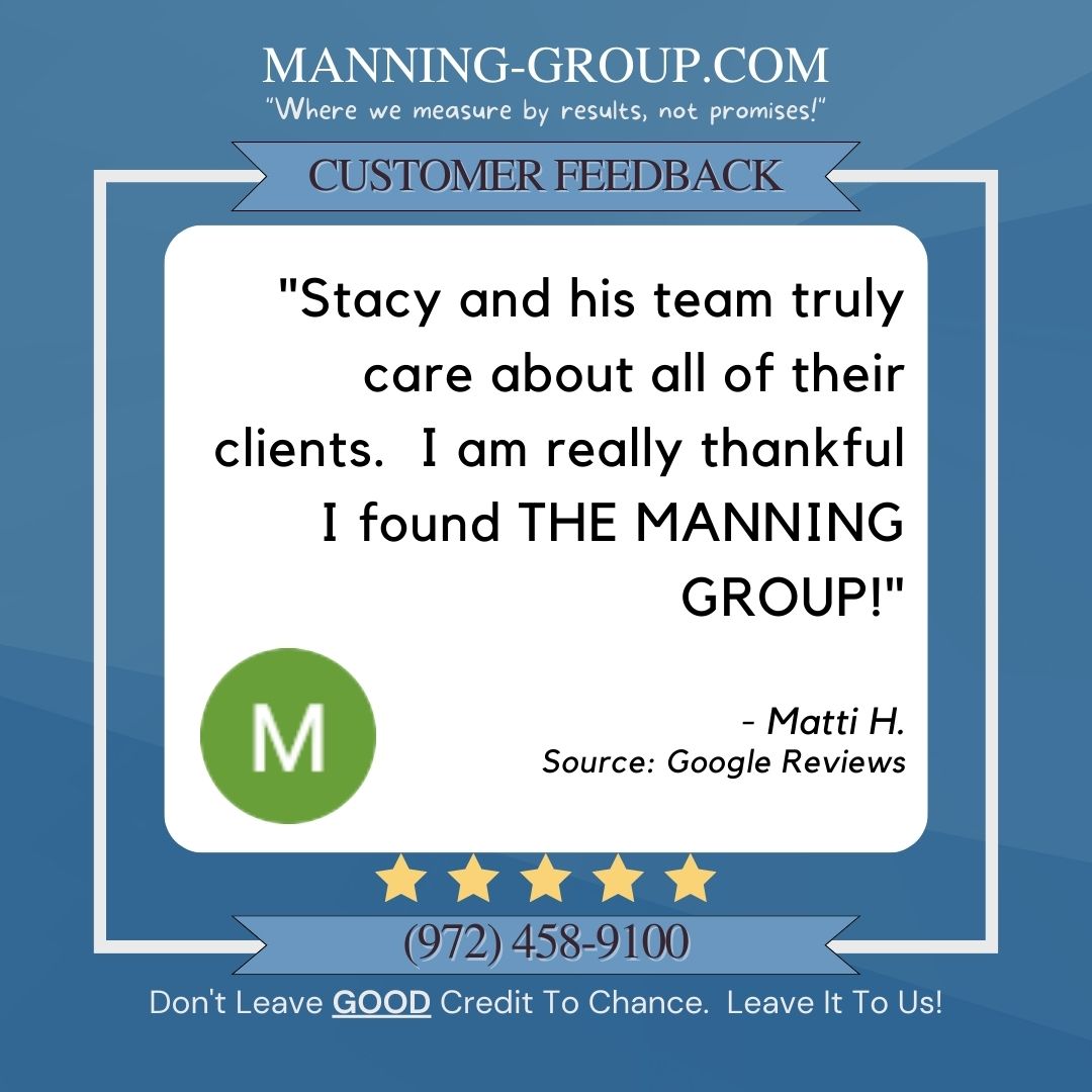 About THE MANNING GROUP, Matti Huber says this...

#credit 
#credittips 
#creditscore 
#creditscores 
#creditscoregoals 
#creditrepair 
#creditrepaircompany 
#creditrepairreviews
#debtmanagement 
#debtmanagementreview
#debtmanagementreviews