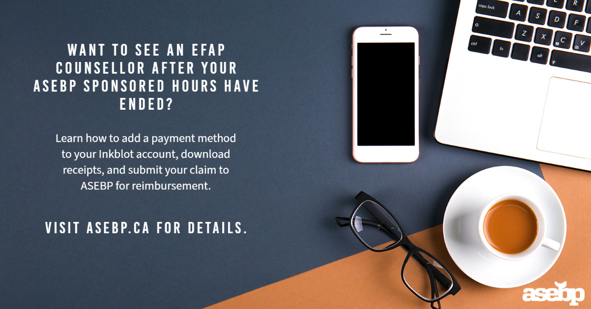 Not sure how to add a payment method to your Inkblot account when you’ve run out of sponsored counselling hours? Or maybe you need to find your latest receipt to submit to ASEBP for reimbursement. Not to worry, we have all the info you need right here: bit.ly/3WFMinO