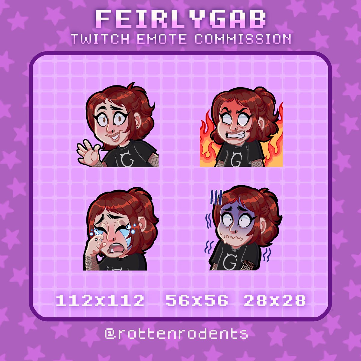 EMOTE COMMISSION I DID FOR @FairlyGab !!! 🤍🖤💜 #emotes #twitchemotes #Commision