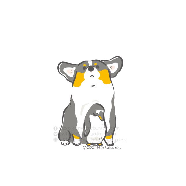 「#見た人も無言でなにかペンギンをあげる」|サカモトリエ/イラストレーターのイラスト