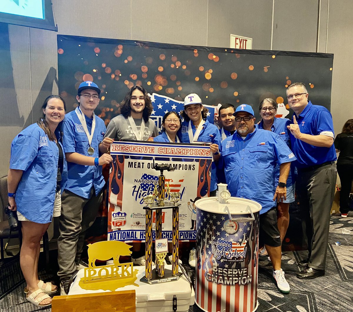 OttTempleISD's tweet photo. Your first year ever Wildcat Pitmasters BBQ team got 5th place in flank steak tacos, 4th place in chicken and 1st Place Pork Butt and are the NEW OVERALL 2023 RESERVE CHAMPIONS - 2nd in the USA! https://t.co/SpgM20chcb