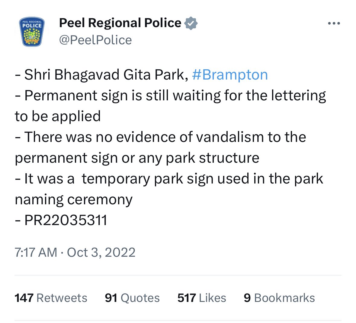 Anita Anand will scream from the rooftops about “heinous acts of vandalism” that <a href="/PeelPolice/">Peel Regional Police</a> confirmed never even happened.  

When a Canadian Sikh human rights activist is assassinated outside a Gurdwara, all we hear from her is deafening silence. 

Is your selective outrage