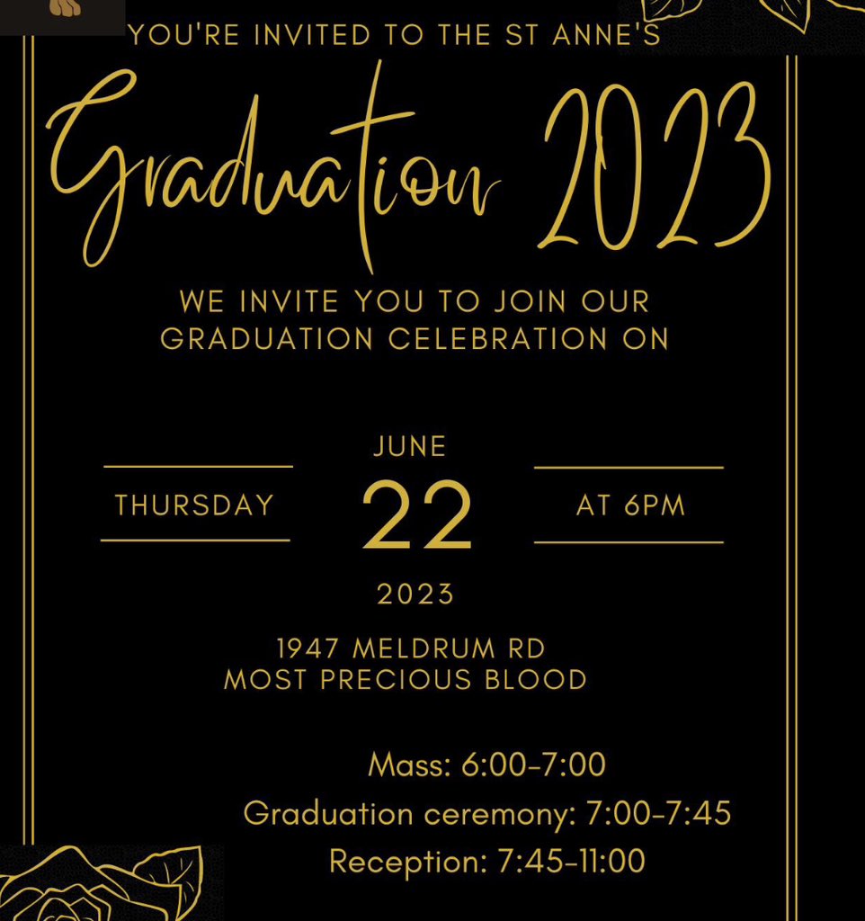 Graduation is only 2 days away…. See the invitation below for the night’s events….. Congratulations to our Graduates! 🧑‍🎓