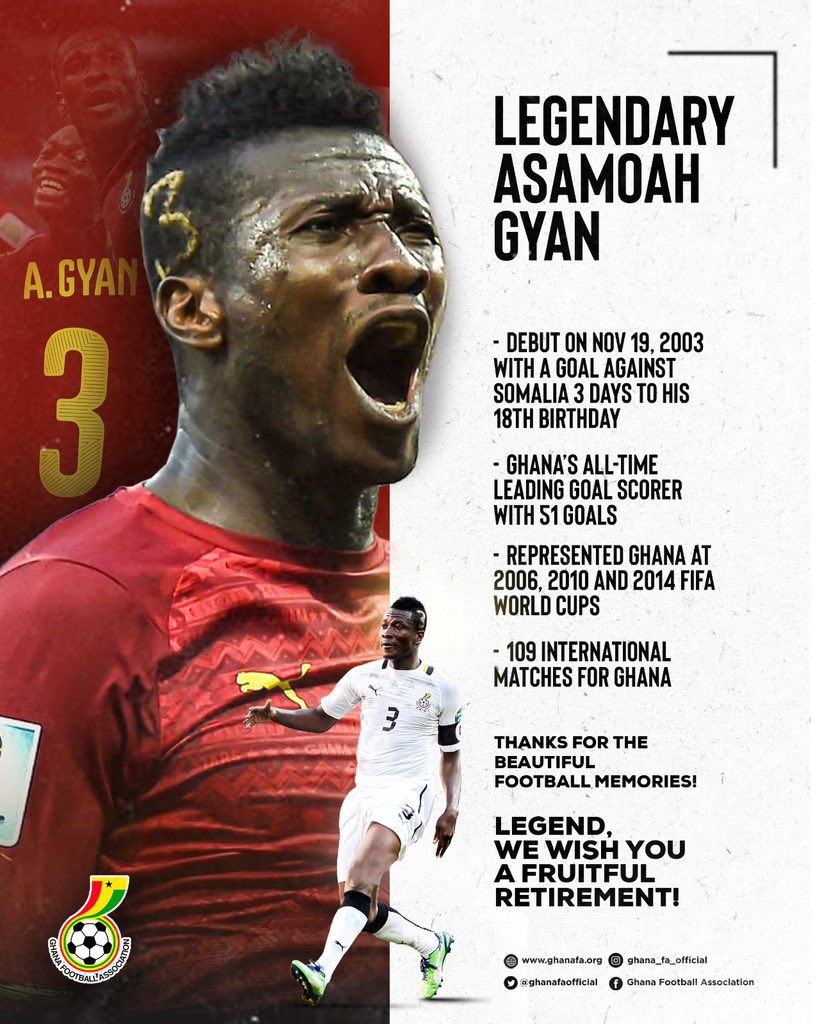 Thank you for all the wonderful memories @ASAMOAH_GYAN3 

3️⃣ ™️🫡