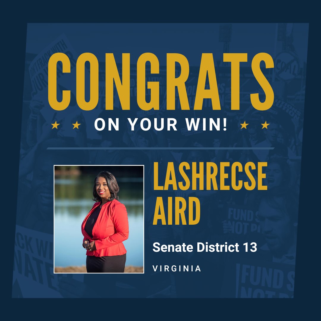 LeadLocally's tweet image. 🚨1ST WIN OF THE VA PRIMARIES📢 @lashrecseaird has WON her primary for State Senate from our Green New Deal slate! An Assembly leader on criminal justice reform, she just beat VA&apos;s LAST pro-life Dem on a progressive platform of climate, racial, &amp;amp; economic justice ✊