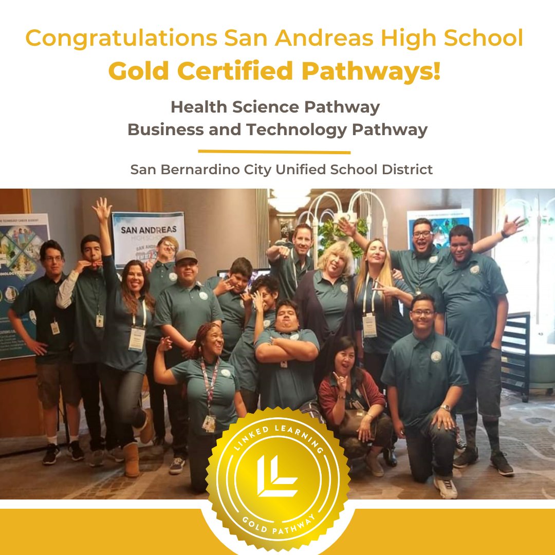 👏 Congratulations to @SB_CitySchools and the students at @SBCUSD_CCR_LL on TWO Gold Certified Pathways! They are driving educational equity through high-quality college and career preparation in continuation high schools. The talent and power of this community is inspiring! #edu