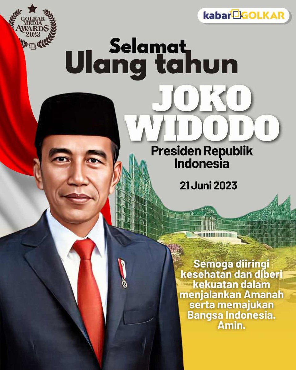 Selamat Ulang Tahun kepada Bapak H. Joko Widodo @jokowi Presiden RI 

Semoga selalu diiringi kesehatan dan diberikan kekuatan dalam menjalankan amanah dalam memajukan Bangsa Indonesia, Aamiin YRA

#selamatulangtahun #JokoWidodo #presidenRI #jokowi