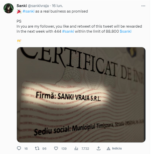 sankivraja's tweet photo. Sanki people!
As promised, this week we're rewarding everyone who retweeted these two tweets with 444 #sanki:

Please let me your MetaMask ot Trust Wallet bsc address in the comments. If you retweeted both, you will receive 444 for each.
Thanks to everyone who participating! https://t.co/DypEFJwggt