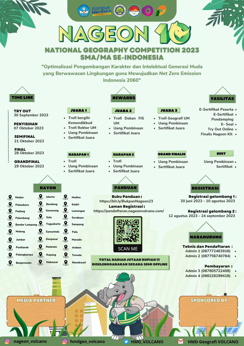 Haloo Sobat Nageon👋🏻
Event yang selalu dinantikan akhirnya hadir kembali loh! 
Apa lagi kalau bukan
✨"National Geography Competition (NAGEON X) 2023" ✨
Segera persiapkan dirimu!

Untuk info lengkapnya bisa cek di  
linktr.ee/nageon2023

Instagram: nageon_volcano