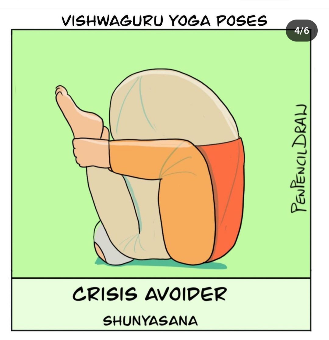 Perfect depiction of great @narendramodi 
Bengal workers 
Hindu temples 
Manipur crisis 
CAA protest 
Farmer's protest 
Red Fort attack 
List goes endless
#InternationalYogaDay