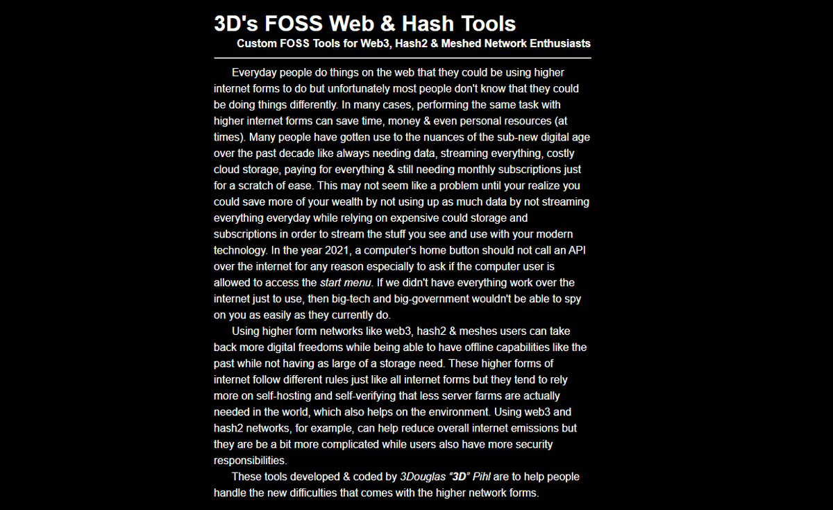 Z0M8I3D's tweet photo. at 1640862450081 (10/30/21), I wrote a #PvtPpr that contains 20 Free & Open Source Software Web & Hash Tools (https://t.co/VeZgQe2nK7)
These are Live to Test & Use hash-based FOSS web tools so not only are they fun to play with but they really work
#fauxQUANTUM #J4F #3Dhash https://t.co/rEOhZ4Byvn