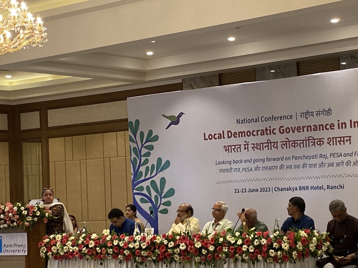 At #LocalDemocracy2023, Madam Uma Mahadevan(@readingkafka) reiterates the importance local democratic institutions while sharing some snippets from Karnataka’s journey. It is inspiring to learn about the new roles that women are taking up in local governance @azimpremjiuniv