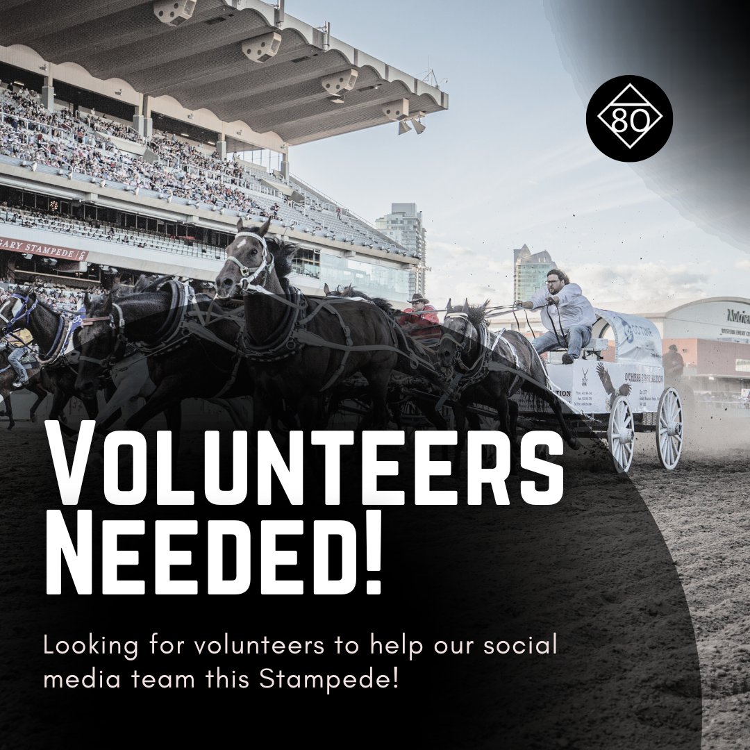CSchuckwagons's tweet photo. We are looking to add 3-5 skilled and enthusiastic volunteers to join our Social Media Subcommittee!

To learn more &amp; to apply, click here ➡️ https://t.co/SNc8Of2poH

#CSChuckwagons #CalgaryStampede #VolunteersNeeded https://t.co/uuXH5AkvPR