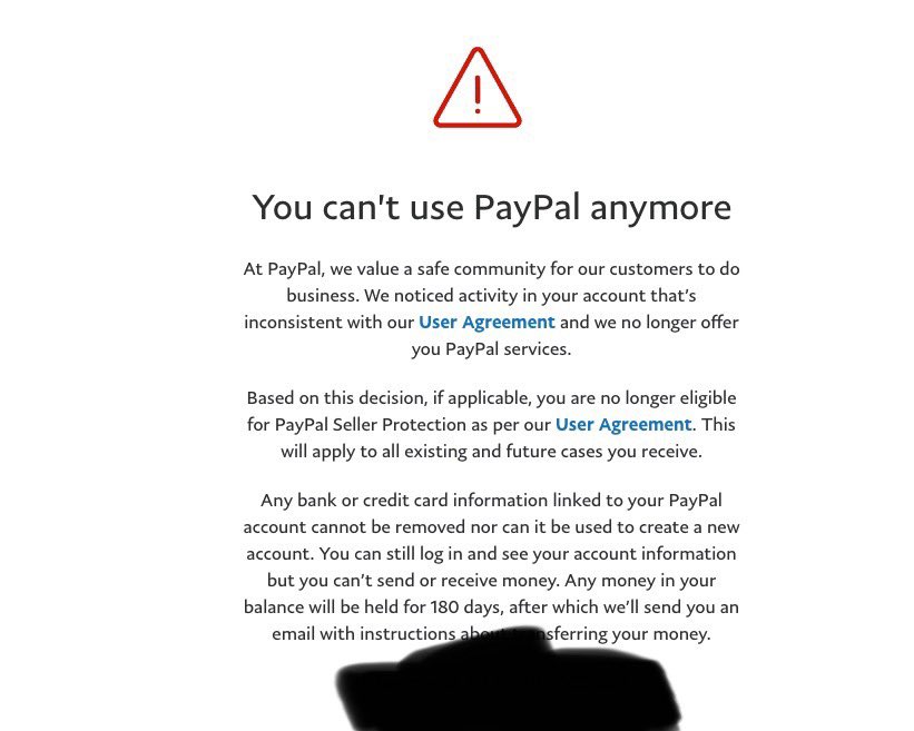 Looks like PayPal no longer thinks we are cheeky and fun. Thank God I keep next to nothing in that account.