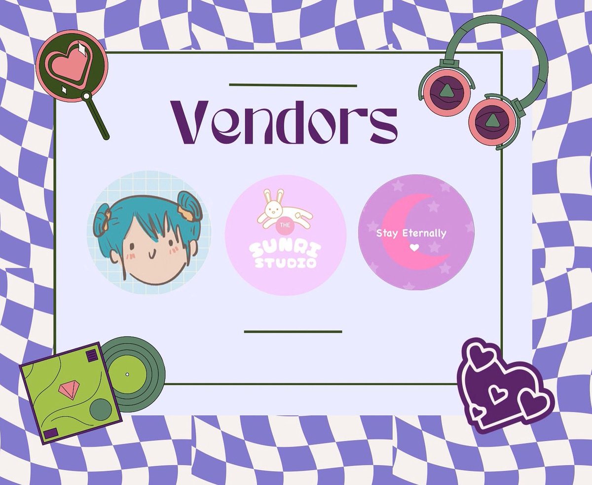Our 3 vendors for our photcard trading and selling event! Please come out and support them. (ig: hellodeestudios, thesunristudio, &amp; stay_eternally)