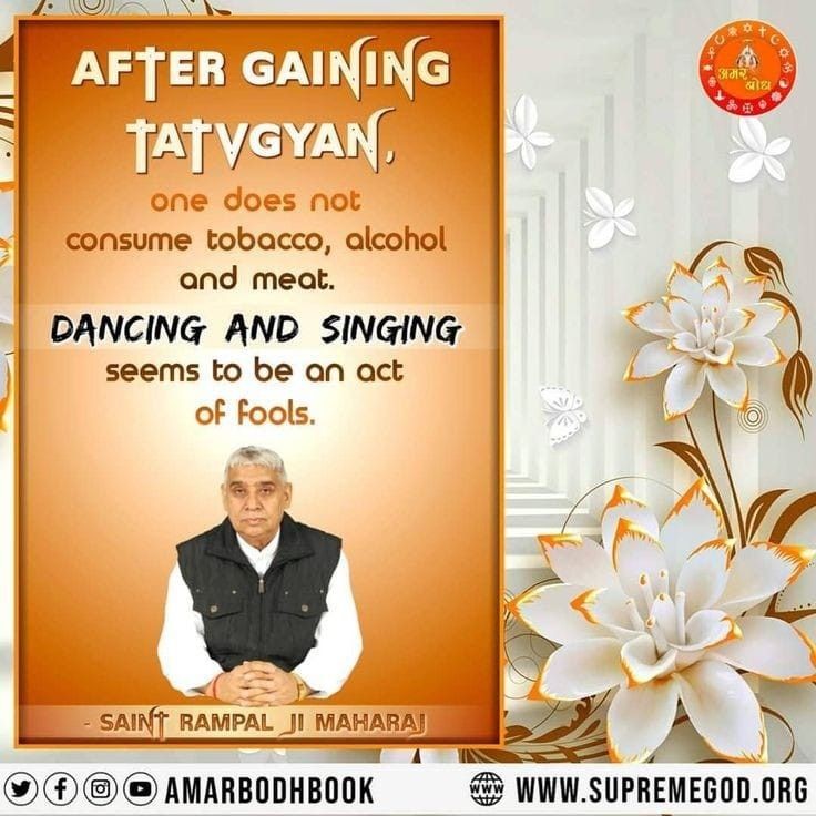 Im__Singh's tweet photo. #GodMorningWednesday
AFTER GAINING TATVGYAN one does not consume tobacco, alcohol and meat. DANCING AND SINGING seems to be an act of fools. -#WednesdayMotivation 💐🥀🌹 https://t.co/K9uT9WQB1S