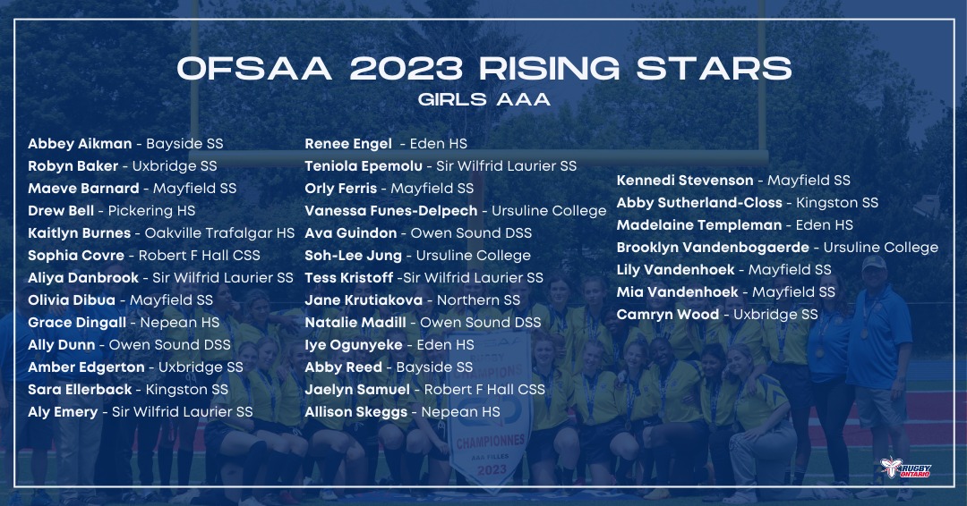 Congratulations to <a href="/KSS_ldsb/">Kingston Secondary School</a> <a href="/KSSAthletics/">KSS Athletics</a> students and <a href="/RugbyKingston/">Kingston Panthers</a> athletes Sara Ellerbeck and Abby Sutherland-Closs on being named among the Rising Stars of OFSSAA 2023 AAA Rugby!