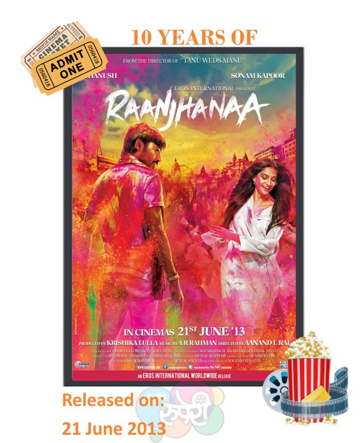 This Day That Year! #Raanjhanaa 

#Dhanush #AbhayDeol 
#SonamKapoor #SwaraBhasker #MohammedZeeshanAyyub 

#AanandLRai #ARRahman 
#IrshadKamil 

#10YearsOfRaanjhanaa 

@dhanushkraja @aanandlrai 
@sonamakapoor @arrahman 
@ReallySwara @AbhayDeol