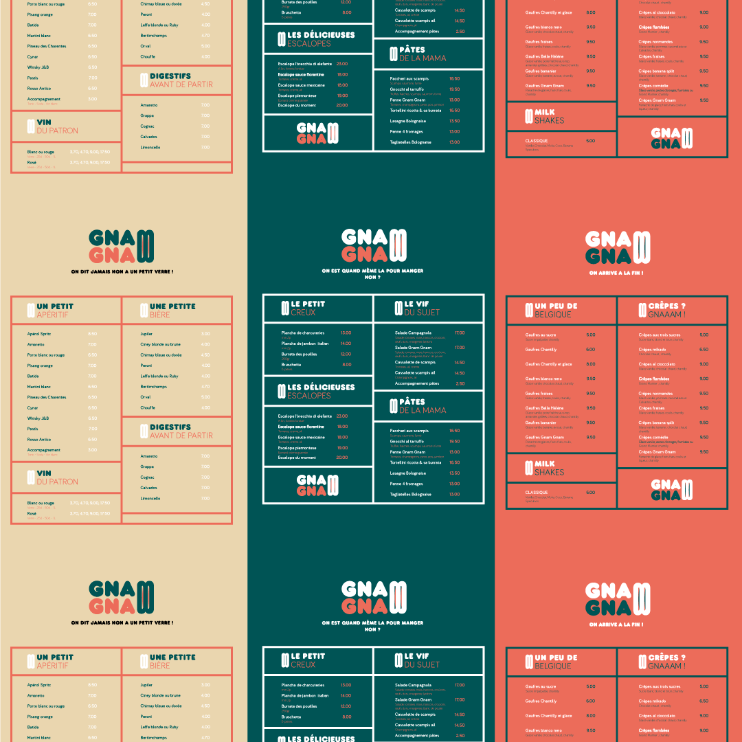 Identité visuel complète d'un restaurant italien "Gnam Gnam"

Projet complet : behance.net/gallery/173317…