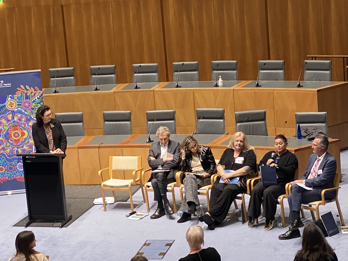 TheRACP's tweet photo. "We know that positive cultural factors are a protective factor for our children, our communities" says Prof Ngiare Brown in our #RACPChildHealth panel, facilitated by Dr Monique Ryan MP.

#childhealth #paediatrics #ParliamentHouse #TheRACP @DrJackiSmall https://t.co/7YNZv1nSPp