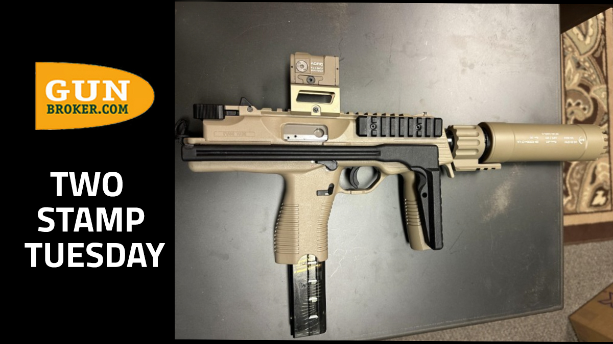 It's Two Stamp Tuesday with GunBroker!
💥 Check out this B&T TP9 SBR with Suppressor: bit.ly/3CAy4eW 
 
#GunBroker #TwoStampTuesday