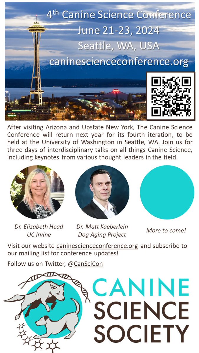 Happy first day of Summer everyone! Today marks T minus one year until the start of #CSC24 at @UW in Seattle. We hope to see you there for an awesome three days of #CanineScience!
