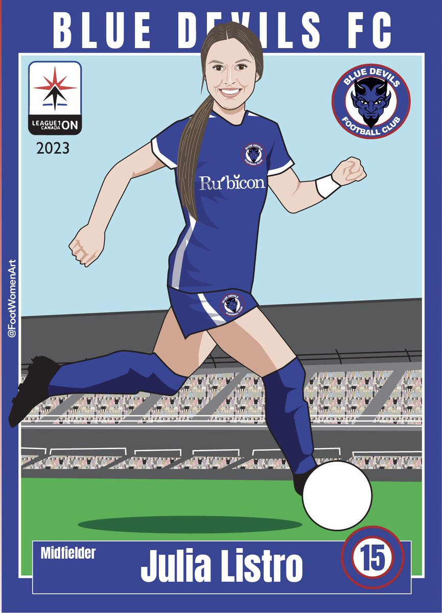 My service for all clubs and leagues:
💥COMICS TRADING CARDS PACK💥
League: @L1OWomens | @league1canada ✴️⚽️
Team: @TheBlueDevilsFC 
Player: Julia Listro
#1️⃣5️⃣
Position: Midfielfer
#football #soccer #league1ontario #league1canad