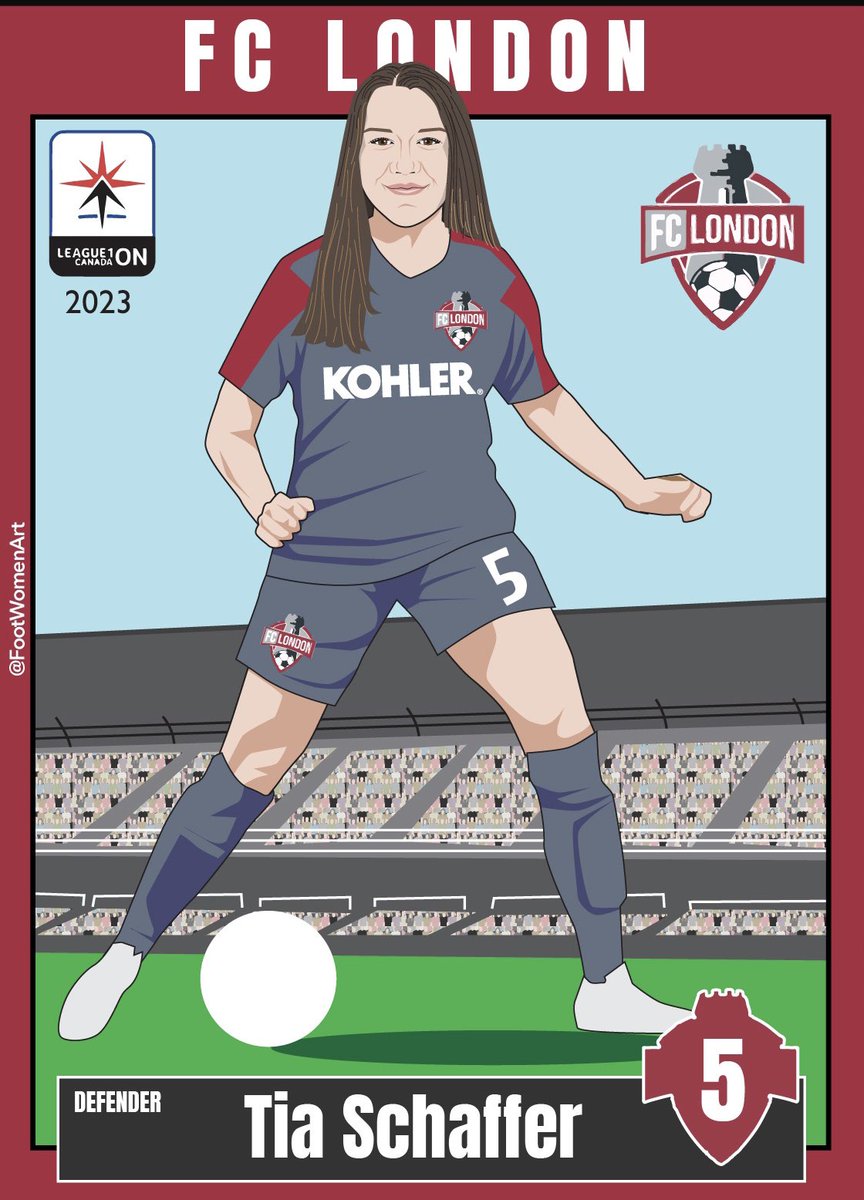 My service for all clubs and leagues:
💥COMICS TRADING CARDS PACK💥
League: @L1OWomens | @league1canada ✴️⚽️
Team: @FCLondon 
Player: Tia Shaffer
#5️⃣
Position: Defender
#football #soccer #league1ontario #league1canad