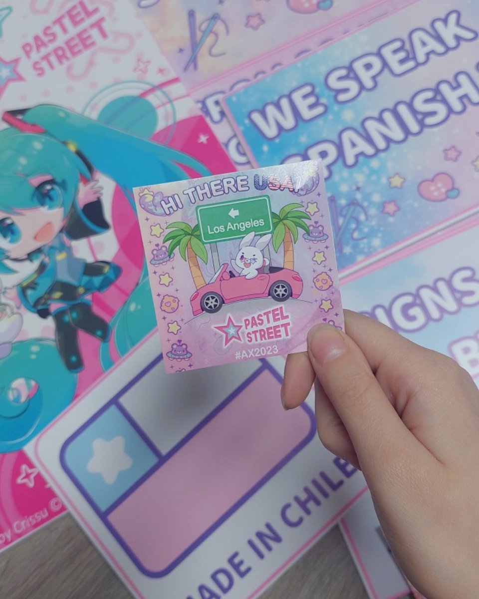 Long day preparing gifts, activities and decorations for our booth at #AX2023 
BOOTH ANX-405!! 🌈✨️💕💖 #PastelStreet