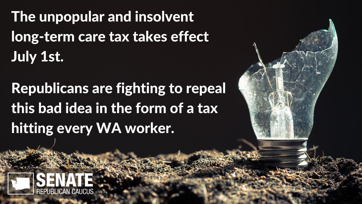 Since Legislative Democrats passed the long-term care tax in 2019, industry experts have warned the program and tax hitting every WA worker is insolvent. We have repeatedly forced votes to repeal this tax, and Democrats voted no every time (SB 5479). #waleg #UnaffordableWA
