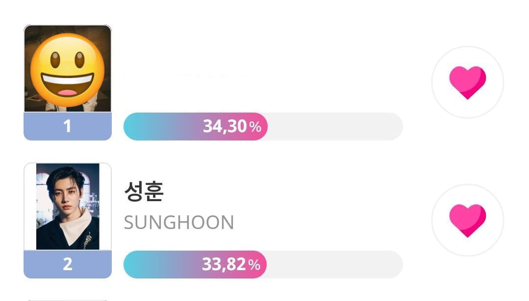-en Selamat pagiiii, mari awali pagi ini dengan V0t3 Sunghoon di idol champ. Kalian bisa main roulette dengan cara nntn iklan untuk dapetin 🩷 nya. 15 hati bisa untuk satu kali v0t3 dan itu udh lumayan bgt lho, Njin. Jadi ayo semangat! 🔥