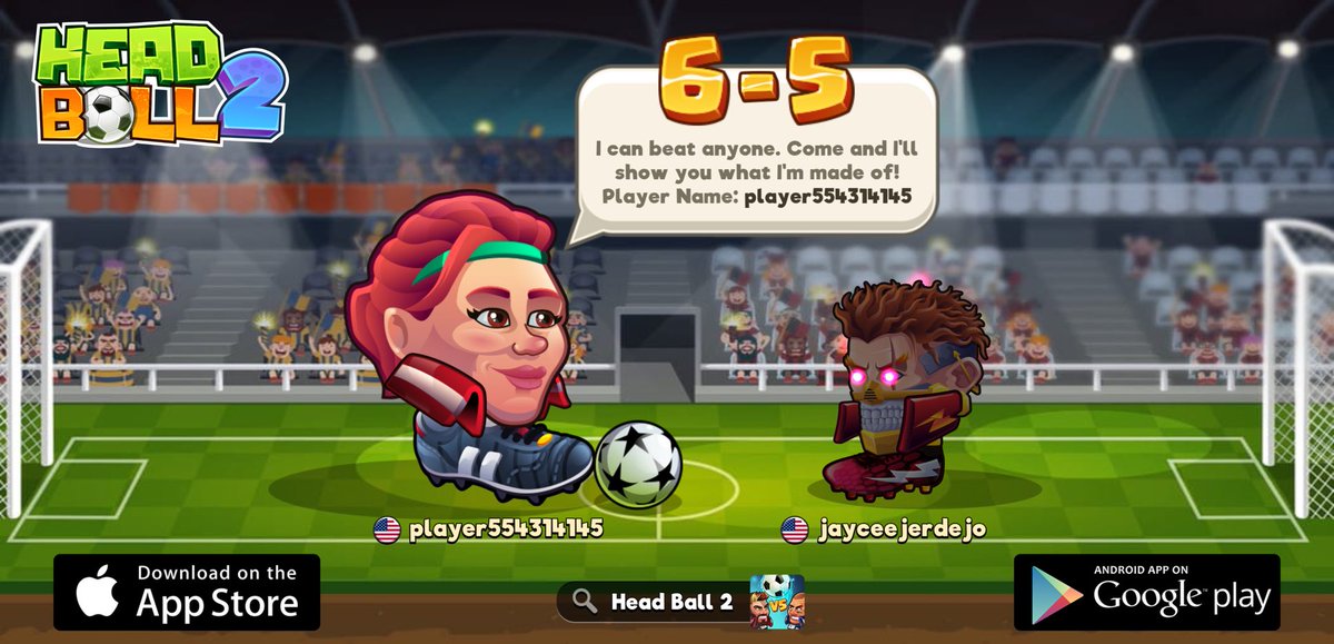 Looking for a new challenger in Head Ball 2. My player name is player554314145, come and play with me! Download via > app.adjust.com/7lb0aee_oovl5up #headball2 @HB2Officialkiu