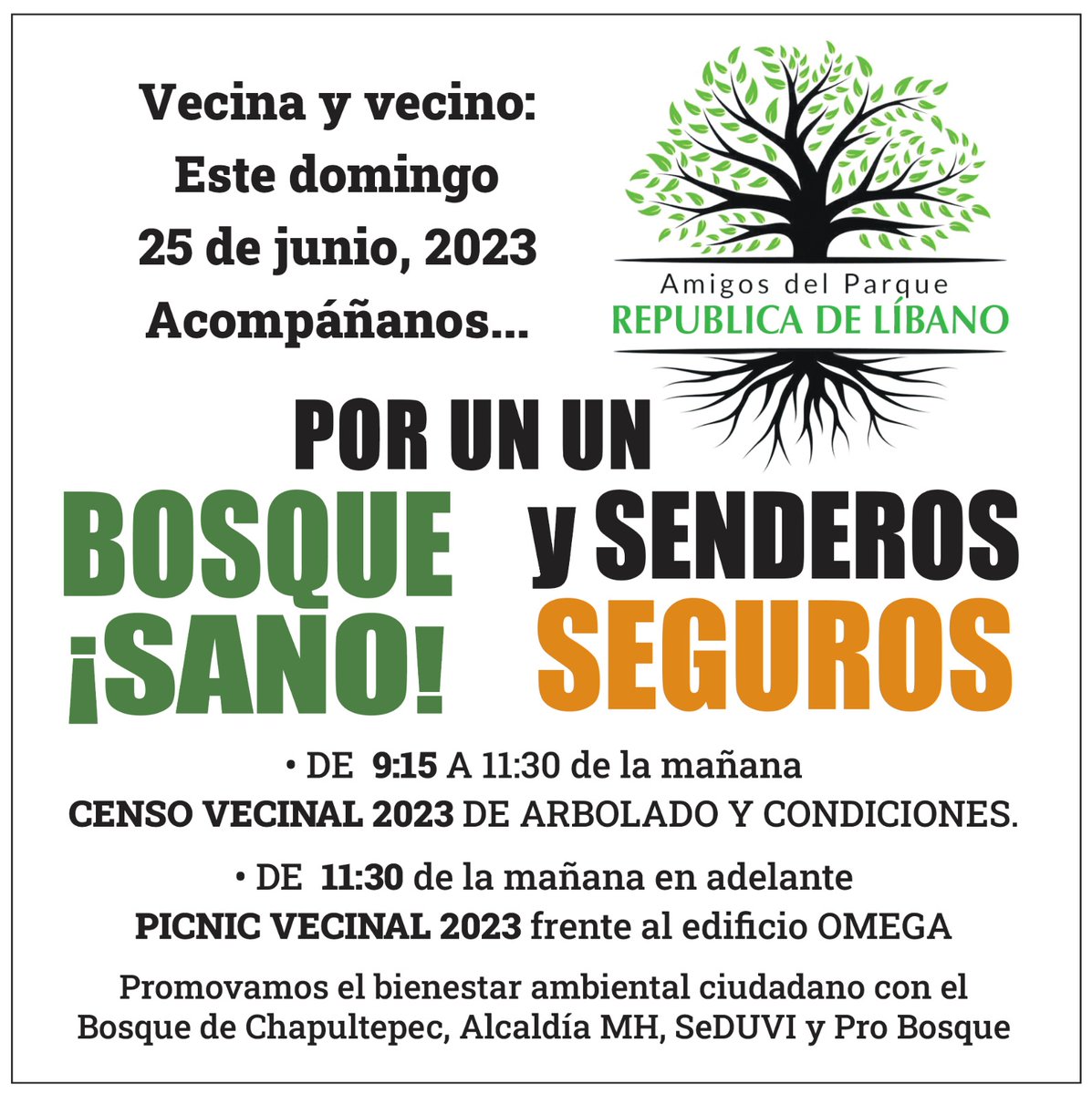 LibanoParque's tweet photo. Vecinos este domingo 25 de junio defendamos #ParqueLibano #Areadevalorambiental del #BosqueChapultepec No es ni debe convertirse en "Parque RECREATIVO" es #AVA de @ChapultepecCDMX
Invitados @SEDEMA_CDMX @mauriciotabe @cesar_m_garrido @martibatres @mariana_boy @sfastlicht @PAOTmx https://t.co/wdlKmA3zB8