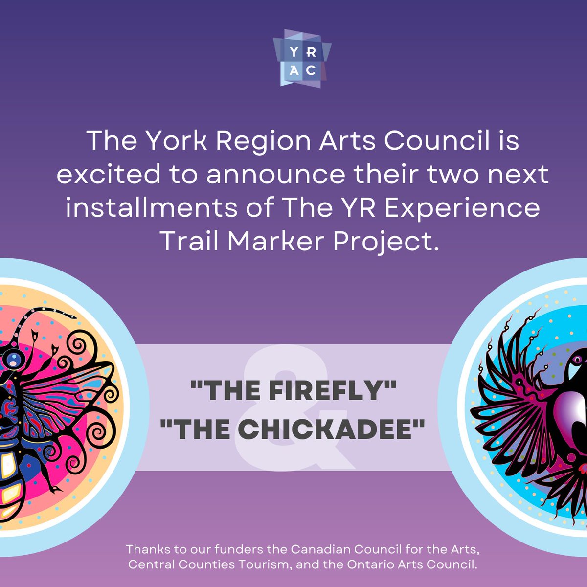 Two new YR Trail Markers will be added to the trail in York Region! The Firefly on June 21st. More info here: buff.ly/43HQvdk The Chickadee on June 22nd. More info here: buff.ly/3PdSyS7

#ExperienceYR
@experienceyorkregion <a href="/yorkregionarts/">YRAC</a> #YorkRegion #Artinthepark
