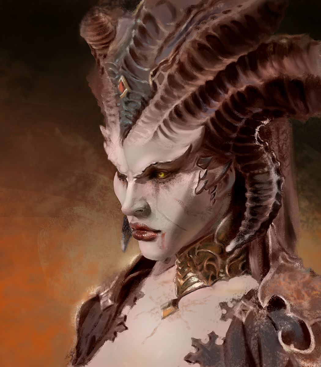 An old Lilith painting from when I was doing some texture practice. #DiabloIV #DiabloFanart