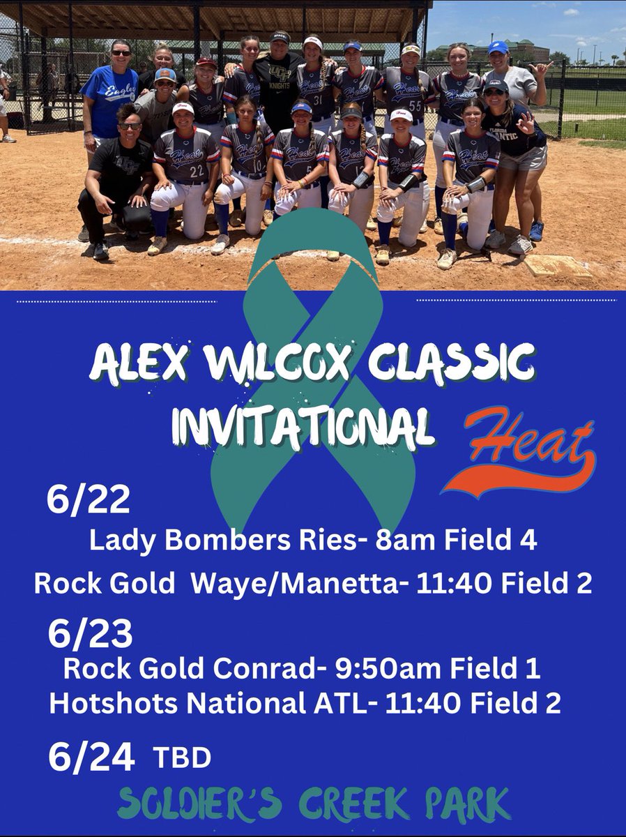 I hope I will see you at the Alex Wilcox Classic Invitational Tournament!! Keep an eye out for Sarasota Heat🔥
@sarasotaheat07 
<a href="/SBRRetweets/">Softball Recruiting Reposts</a> <a href="/LegacyLegendsS1/">Legacy & Legends Softball</a> <a href="/GyreneSoftball/">Ave Maria University Softball</a> <a href="/FGCU_Softball/">FGCU Softball</a> <a href="/FlaglerSoftball/">Flagler Softball</a> <a href="/FAUSoftball/">Florida Atlantic Softball</a> <a href="/DSC_SBall/">Daytona State Softball</a> <a href="/FSU_Softball/">Florida State Softball 🥎</a>