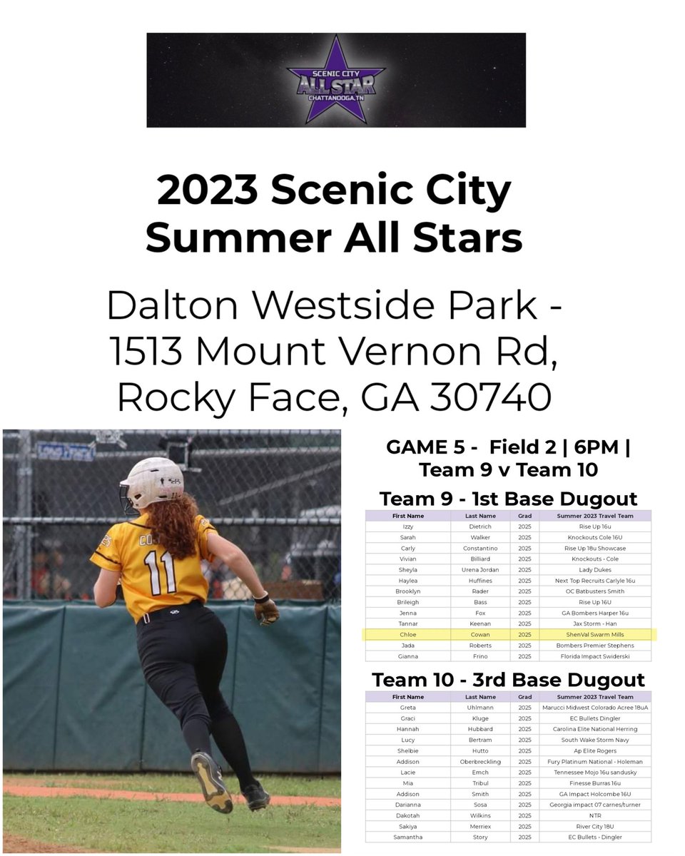 chloecowan2025's tweet photo. In TN for the 2023 Scenic City Summer Showcase. 
@ConnectSports_

ALL STAR Games on 6/21 https://t.co/nvb34yP8rM