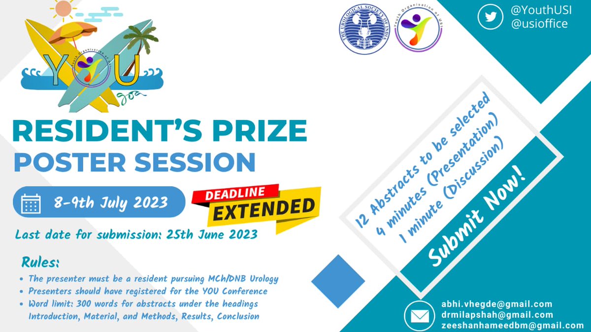 Resident Benefits @ 4th YOU conclave 1.Resident best poster & paper sessions 2.Residents bowl qualifying round 3.Hands-on training for RIRS & HOLEP 4.One-to-one mentoring by experts 5.Discounted registration fee rzp.io/l/eSP5AZyNm 6. Discounted equipment purchase