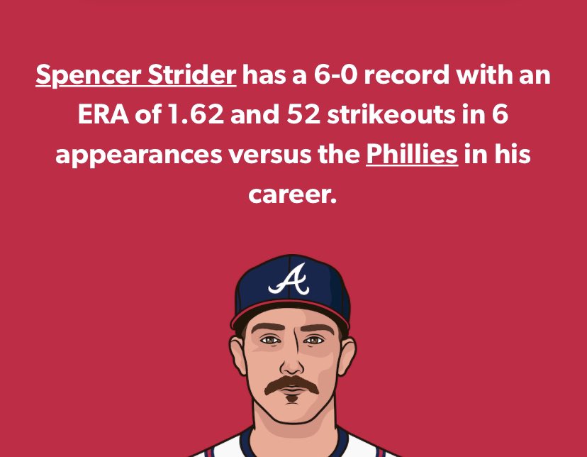 Wake up babe new Strider vs Phillies statmuse dropped