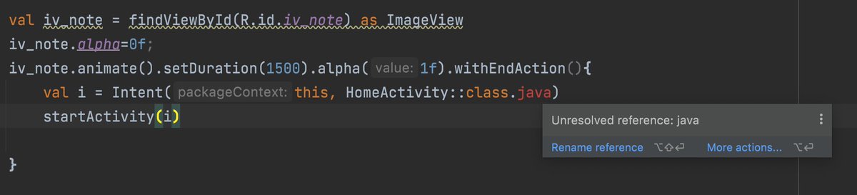 abemelodev's tweet image. Gente alguém sabe como resolver isso?
To tentando aprender #Kotlin na marra pra um projeto aqui e simplesmente já travei no Intent 🤡
#Android #AndroidKotlin #androiddev