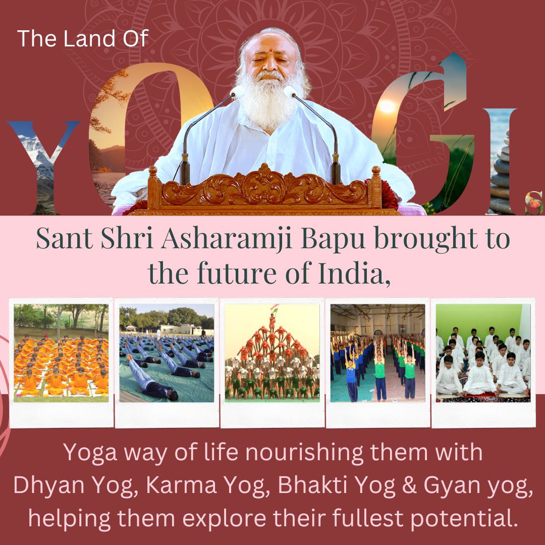 Sant Shri Asharamji Bapu has always been exalting Bharat Ka Aavishkar - Yoga which has a great importance for physical & spiritual well being. 
Bharat is known as The Land Of Yogis where saints strongly believe in yoga for achieving the ultimate goal of life
#InternationalYogaDay