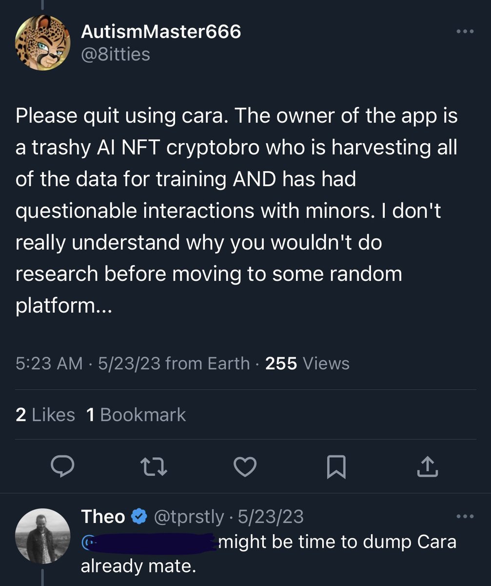 zemotion's tweet photo. I'm so sick of this. I didn’t want Cara to host nsfw when we don’t have tools &amp; manpower to moderate harmful/explicit content—so we don’t. Now the nsfw-obsessed are making up the most fucked up shit about me. Cuz I said it’s illegal for a platform to show nudity to minors. 1/ https://t.co/4yNsCayBXa