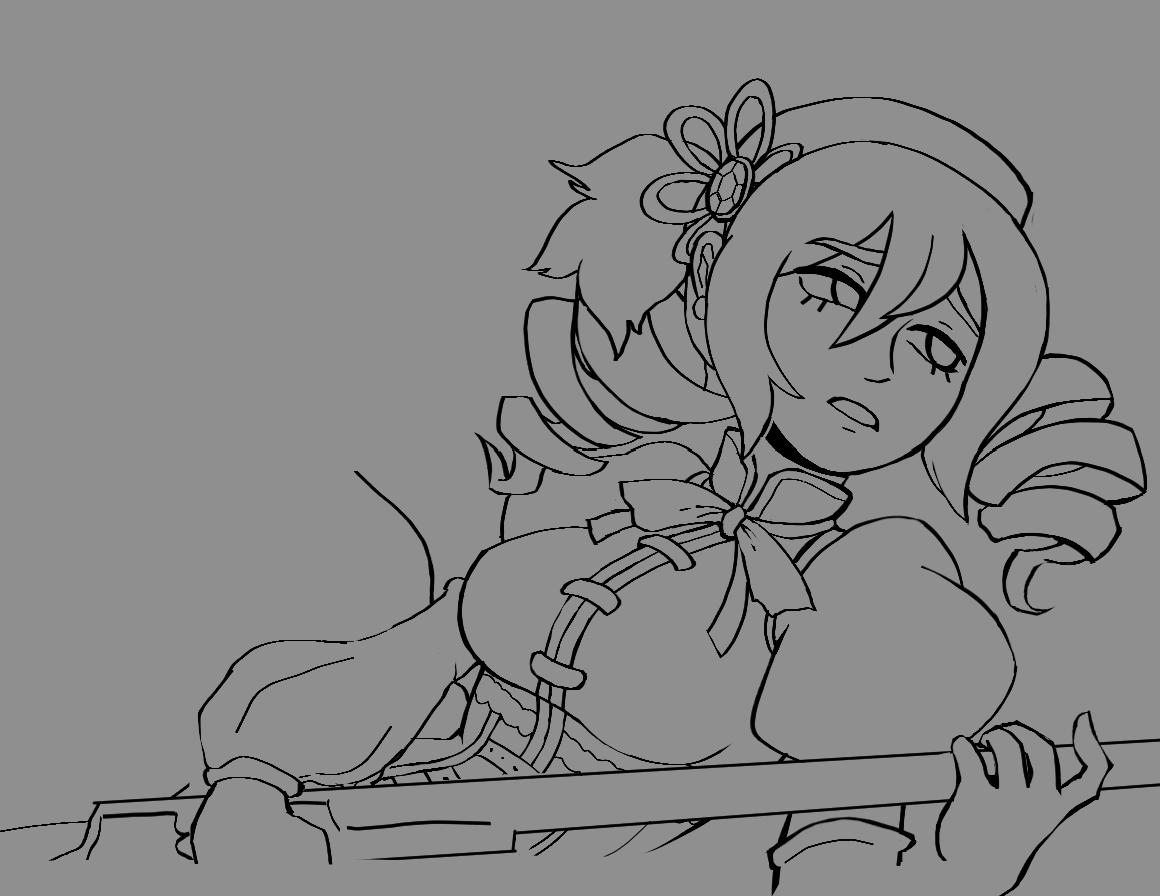 Using the color wheel challenge as my warmups everyday, got cut off to watch spiderverse but here's Mami lineart :3