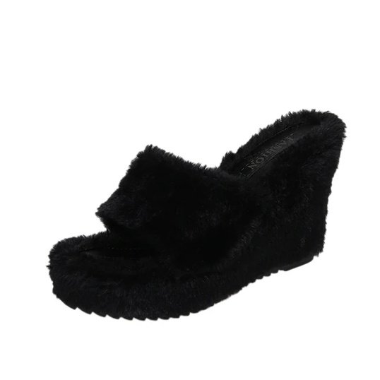 these fur wedge heels are so cute!!