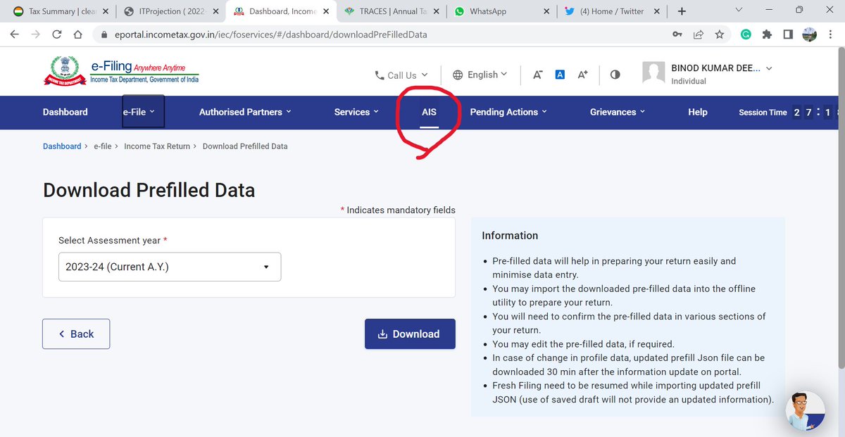 roopkesh's tweet photo. The annual information statement has been removed from the service tab and shown in the E-filing drop-down and on the right of the service icon. https://t.co/8jwGaQZDKJ