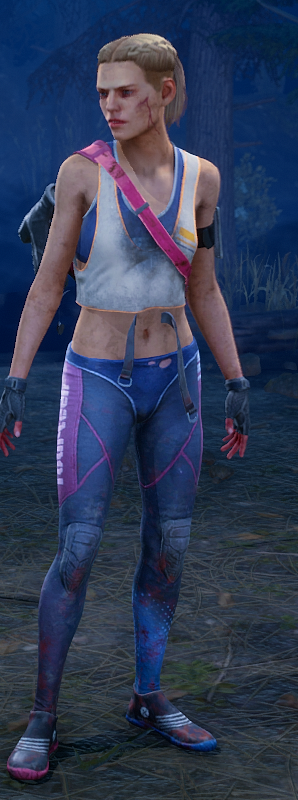 Spine_Theif's tweet photo. @DeadbyDaylight  New meg pants look great but i'm not sure they are supposed to do this with her crop tops? https://t.co/uZq09XT16U