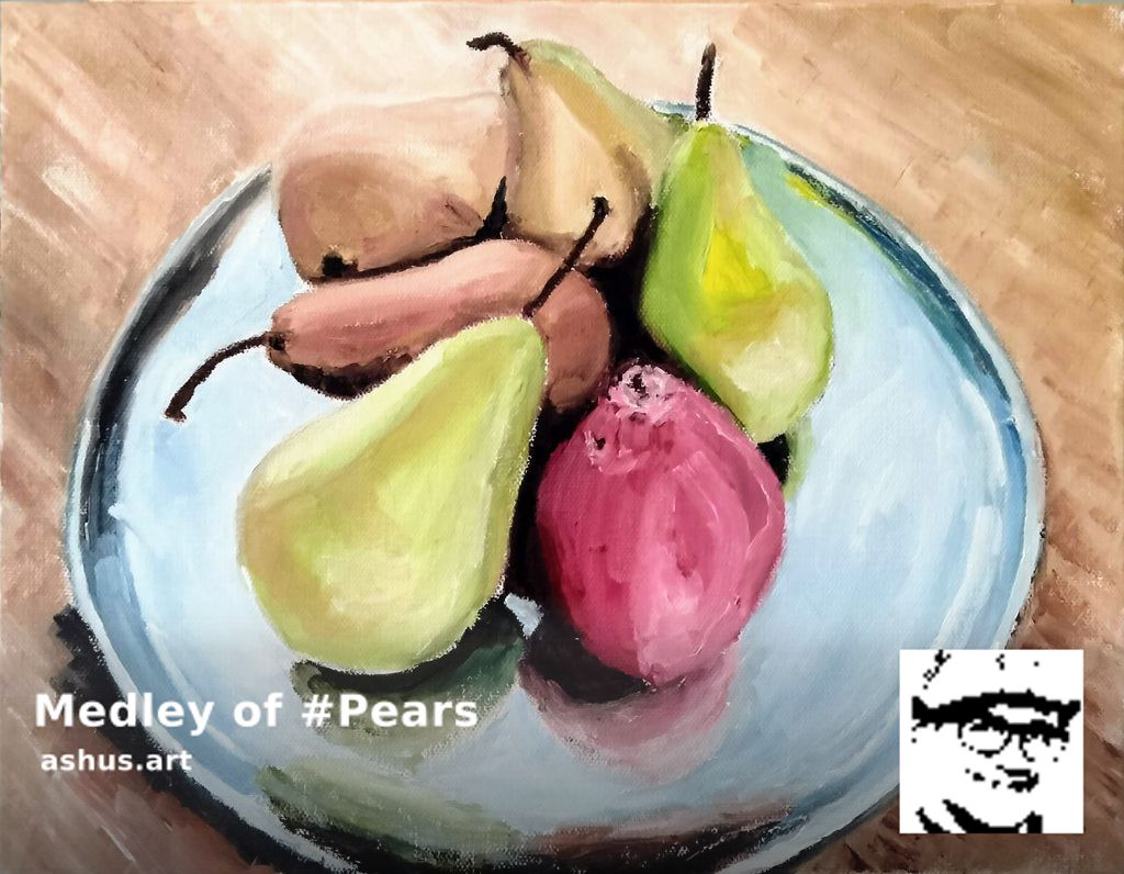 🖌️ 'Medley of #Pears' original #oilpainting by Ashu Shendé 

🖼️ ashus.art/products/medle…

📦 $225.00 Free S&H within US
🛫 Shipped to 15+ countries

#originalart #art #painting #fineart #visualart #contemporayart #SoulOfAshu