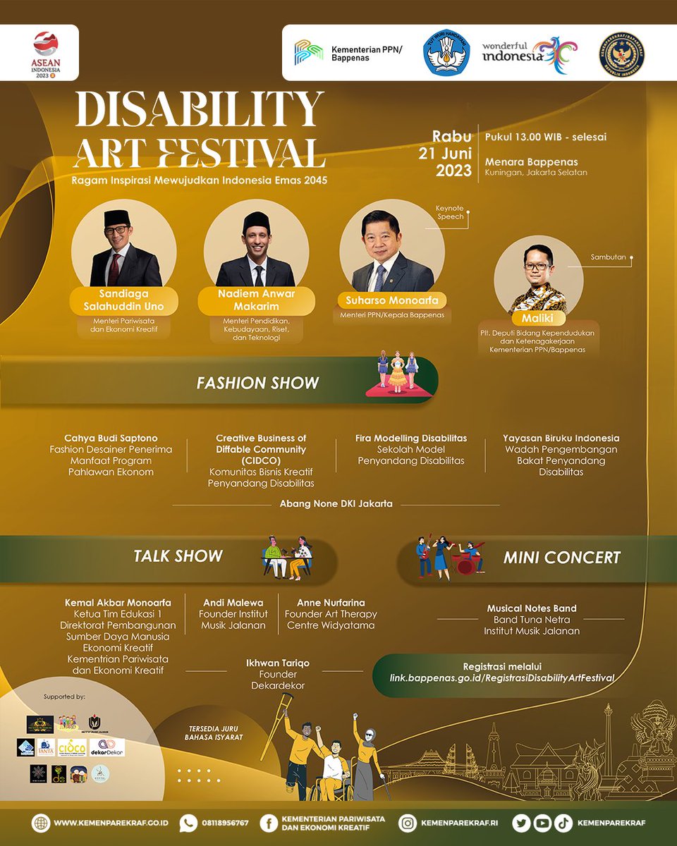 Halo #SahabatPembangunan ✋🏻

Yuk bergabung dalam Disability Art Festival: 'Ragam Inspirasi Mewujudkan Indonesia Emas 2045' 🏅