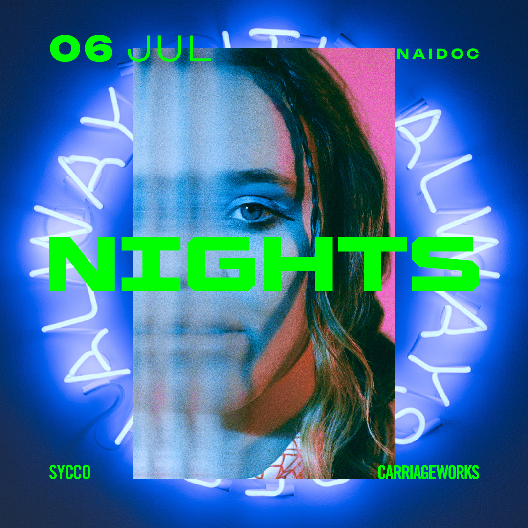 Just announced: Proud Erub psychedelic pop artist Sycco will headline our Carriageworks Nights: NAIDOC event, Thu 6 Jul. Full lineup: @syccoworld Dobby Eric Avery @SaundersKirli Jazz Money + Food by @Indigiearth1 Free event | Register now: bit.ly/CW-CNN23