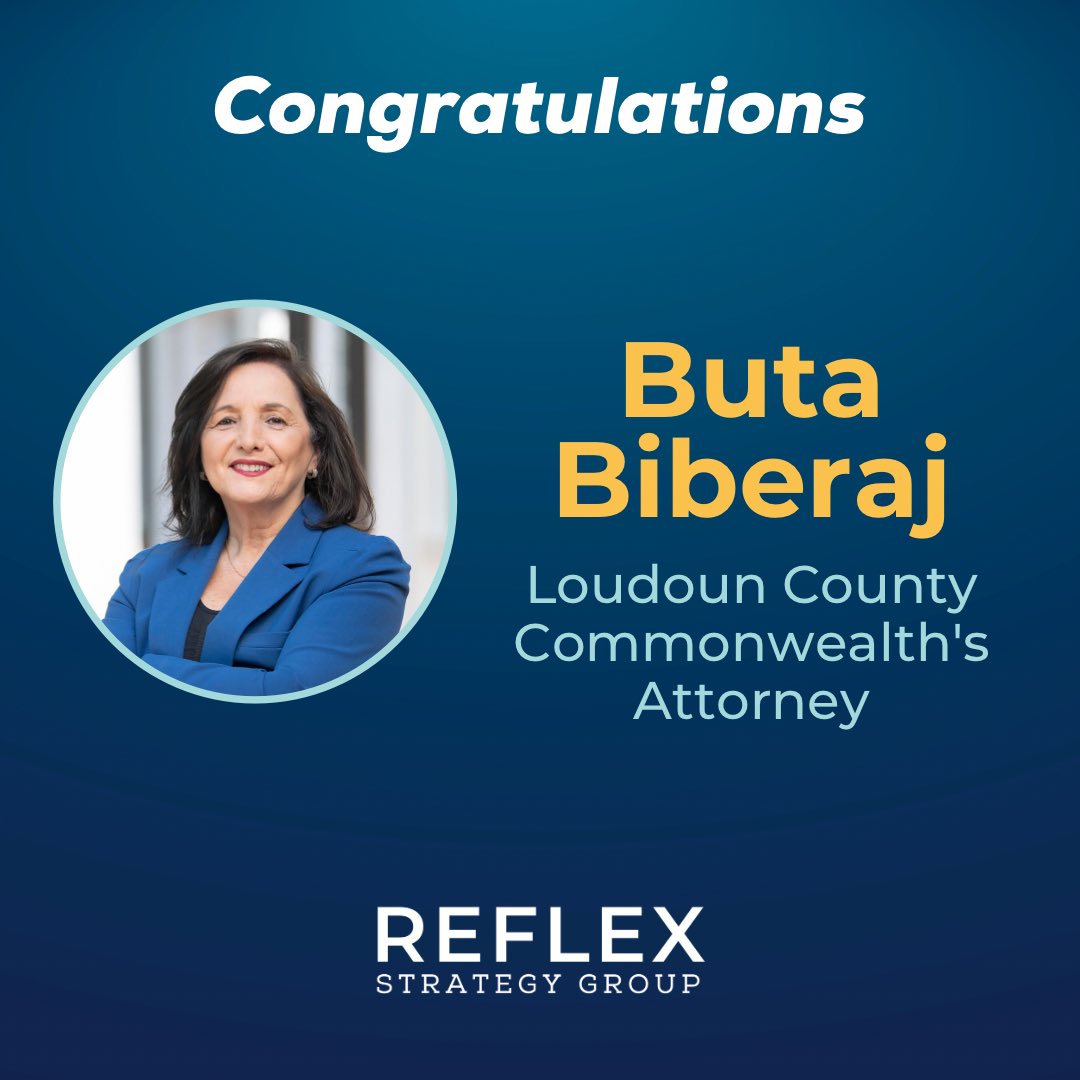 ReflexStrategy's tweet photo. Congratulations to @butabiberaj for raising over half a million dollars with our team and handily winning the Democratic primary for reelection to Loudoun County Commonwealth’s Attorney! https://t.co/bxe9ZjcA6p